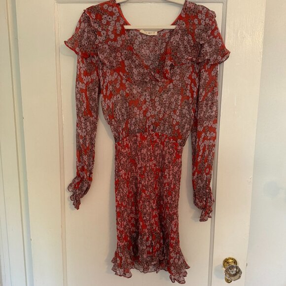 Stevie May Red Floral Long Sleeve Ruffle Dress - Size XS - Picture 10 of 10
